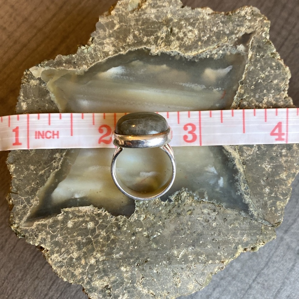 Genuine Labradorite Gemstone, 925 Sterling Silver Ring - Picture 10 of 16